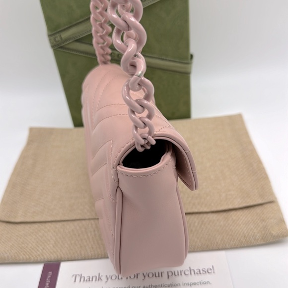 Authentic Gucci Gg Pink Marmont Resin Belt Bag - Picture 10 of 16